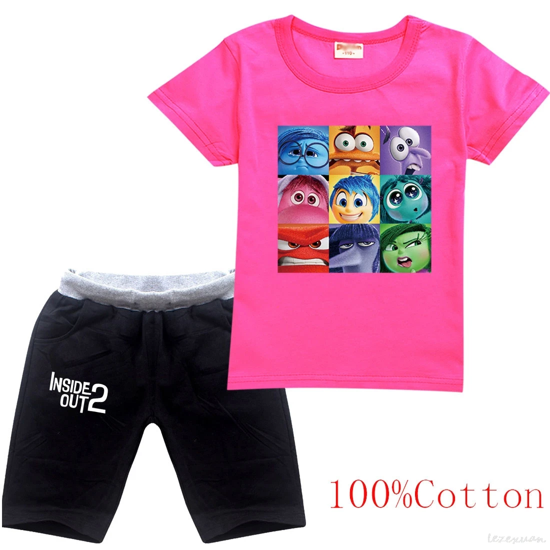 2 шт. футболка с коротким рукавом и шорты мультяшным принтом