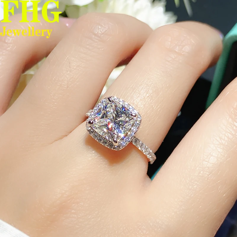 

Золотое кольцо в форме принцессы 3 карата 9 к A375 DVVS1 модное кольцо с бриллиантом из муассанита для свадебной вечеринки помолвки юбилея