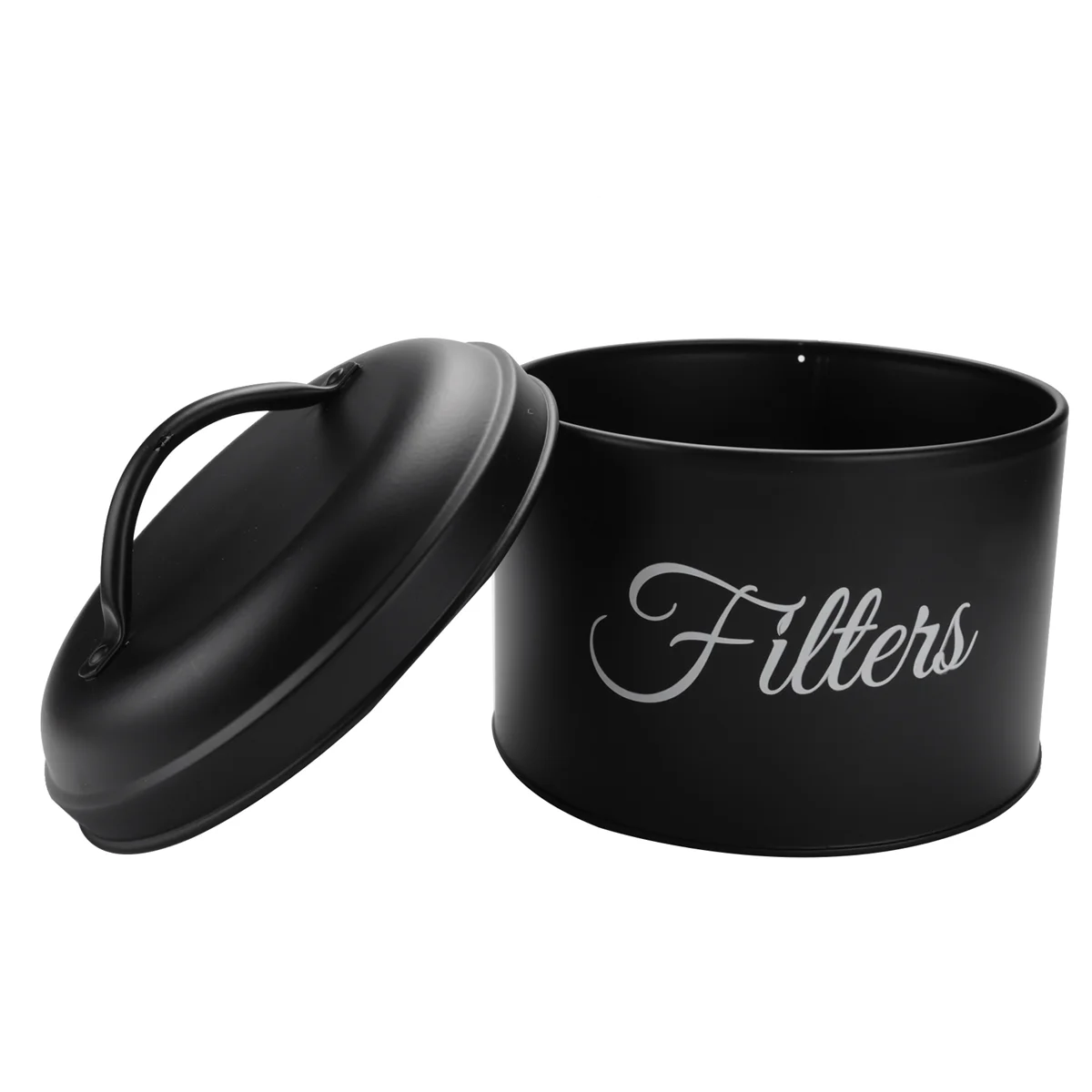 

Coffee Filter Holder Storage, Basket Coffee Filter Container with Lid, Enamelware Round Coffee Filter Dispenser Black