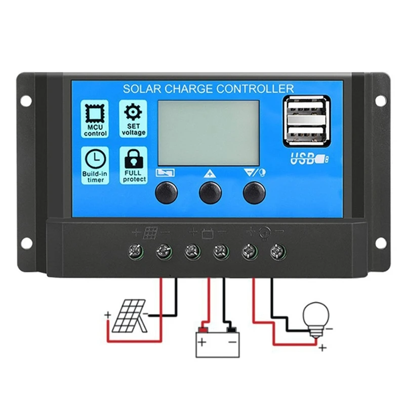 Солнечный контроллер заряда ШИМ-контроллеры 12В 24В автоматический ЖК-дисплей