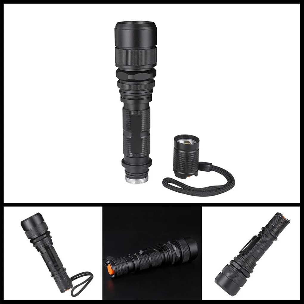 

USB Rechargeable Flashlight Focusing Waterproof Battery Torch Flashlights Hard Light with Clip 5 Mode Rescuing Supplies