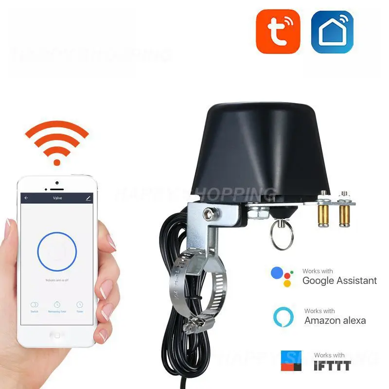 

Tuya Wifi/Zigbee Smart Valve Controller For Water Gas Pipeline Auto Shut ON Off Compatible With Alexa Google Assistant