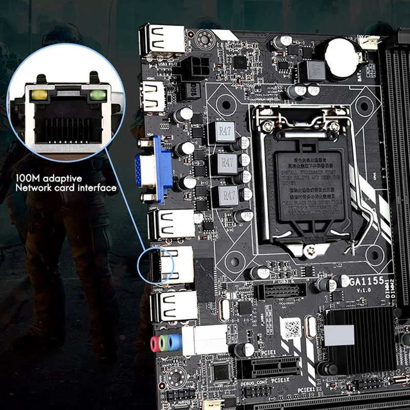 Материнская плата H61M LGA1155 (Core I7/I5/I3) PCI-E 8X DDR3X2 M-ATX SATA2.0 материнская для настольного