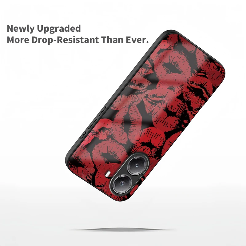 Фото Роскошный противоударный чехол для телефона Xiaomi Poco X7 Pro X3 NFC X3 Pro X6 X5 X4 GT, чехол-бампер из закаленного стекла с рисунком губ и поцелуем №4