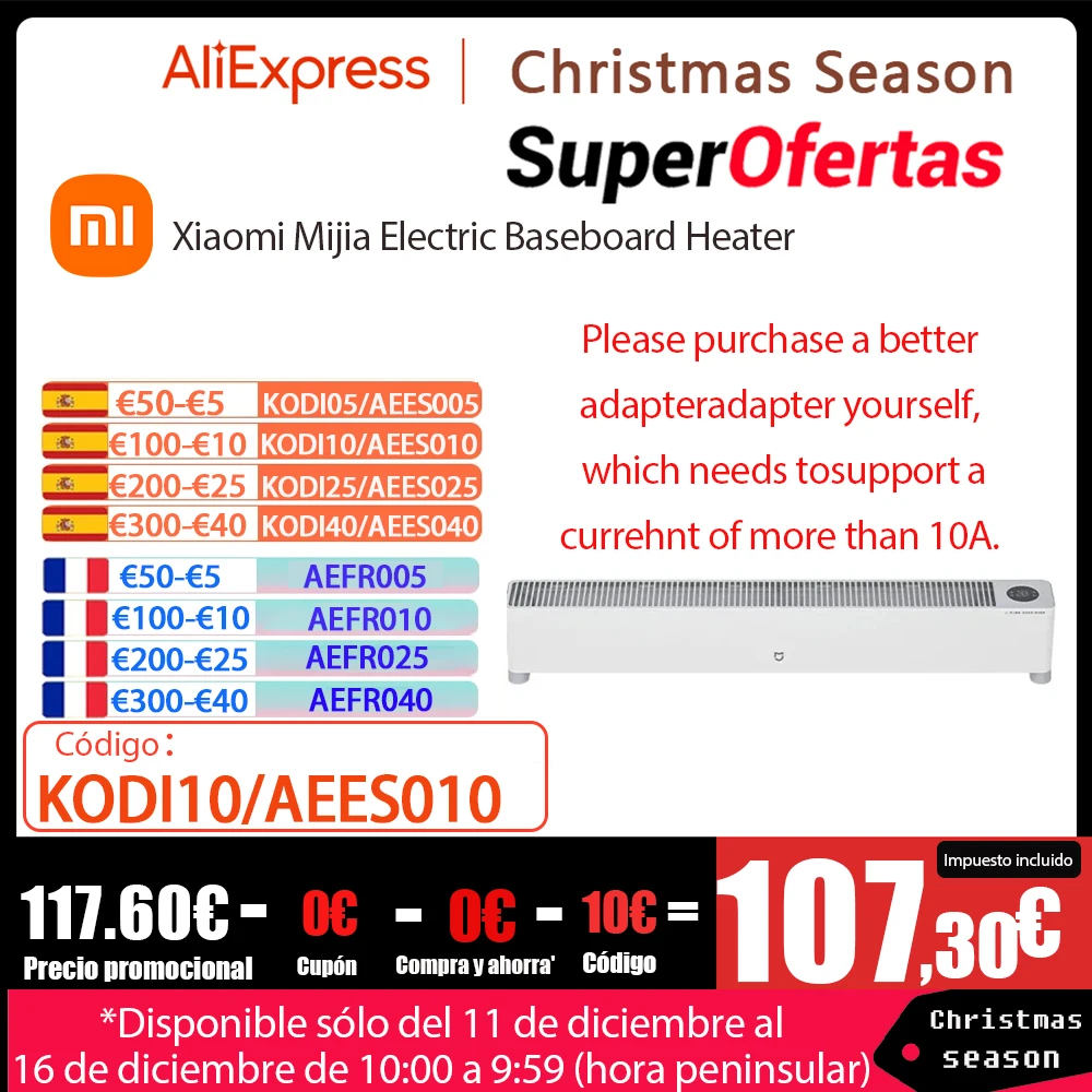 Xiaomi-calentador eléctrico de placa base Mijia E, temperatura ajustable, Control inteligente para el hogar, compatible con la conexión de la aplicación Mijia