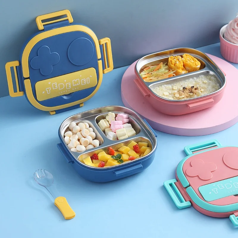 

Stainless Steel Bento Box Insulated Lunch Box for Kids Toddler Girls Metal Portion Sections Leakproof Lunch Container Box 500ML