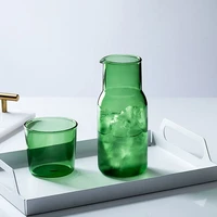 new glass water bottle with glass cup set bedside carafe night water carafe tumbler glasses flask drinkware pot for milk tea