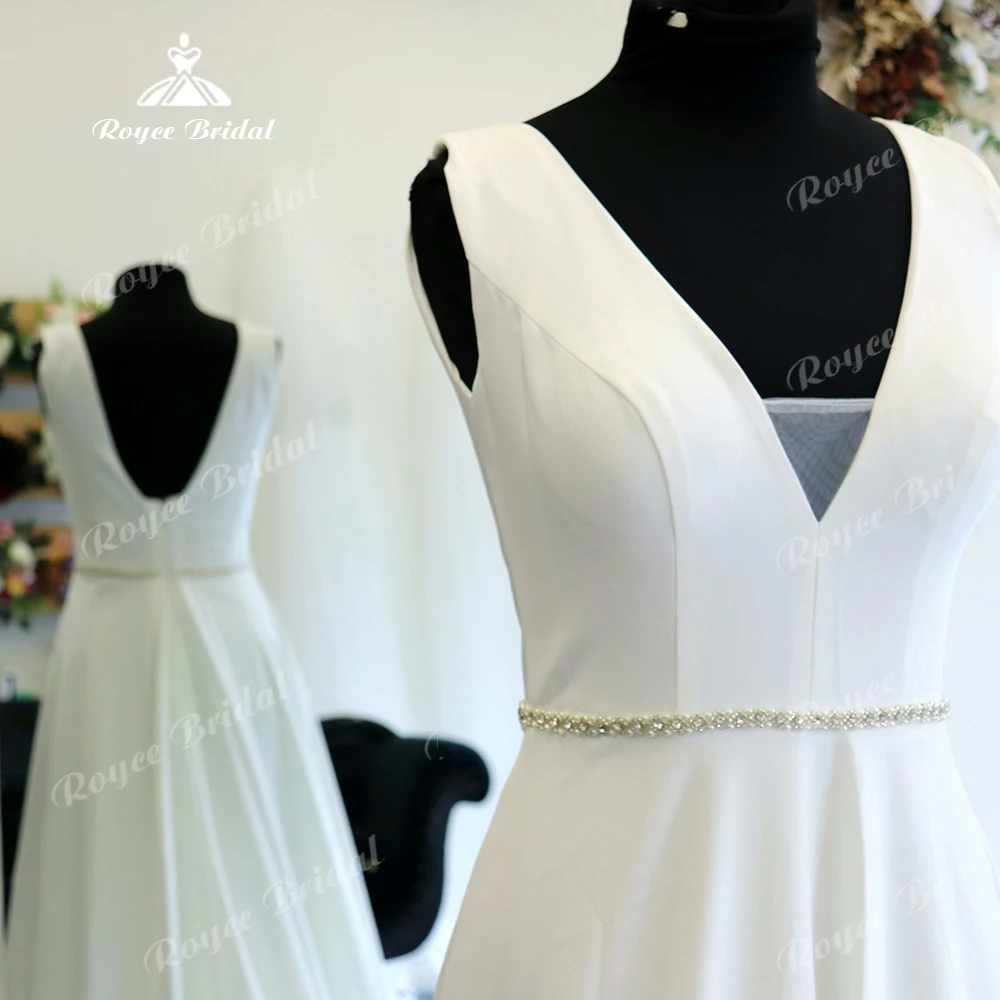 Роскошное Свадебное платье Roycebridal в стиле бохо из крепа с V-образным вырезом для