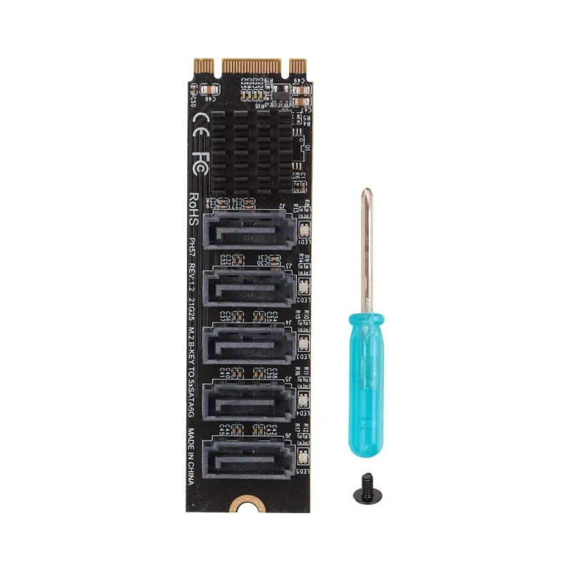 Карта адаптера M.2 NVME PCI-E PCIE Riser III ASM1166 6 портов 3000 Мбит/с SATA Гбит/с