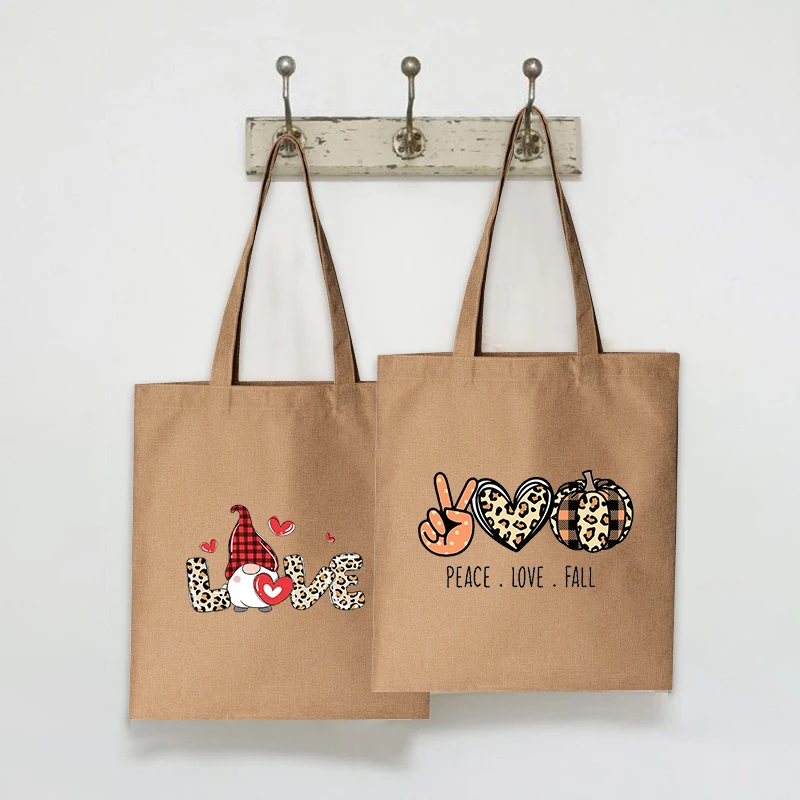 

Shopping Bag Shoulder Bag Hand Foldable Ladies Shopping Bag Shoulder Bag Large Capacity Peace Love Autumn Tote Bag Travel Bag