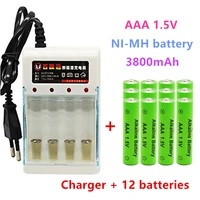 new aaa 1 5v rechargeable battery 3800mah alkaline battery flashlight toys watch mp3 player replace ni mh batterycharger
