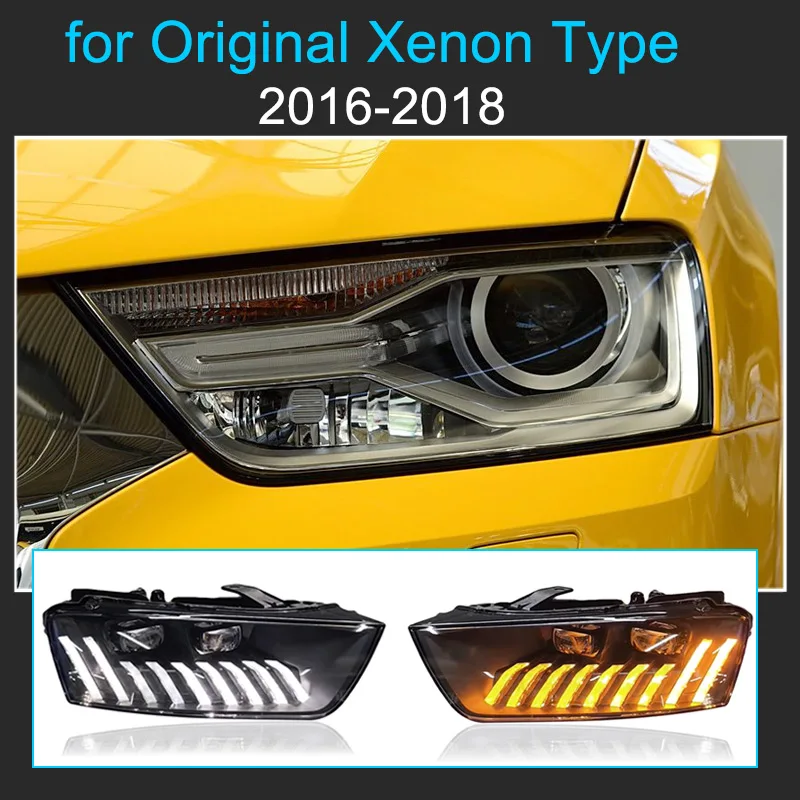 1 пара светодиодных фар в сборе для Audi Q3 2013-2018 Plug and Play, Plug and Play, с полностью светодиодными обновленными фарами