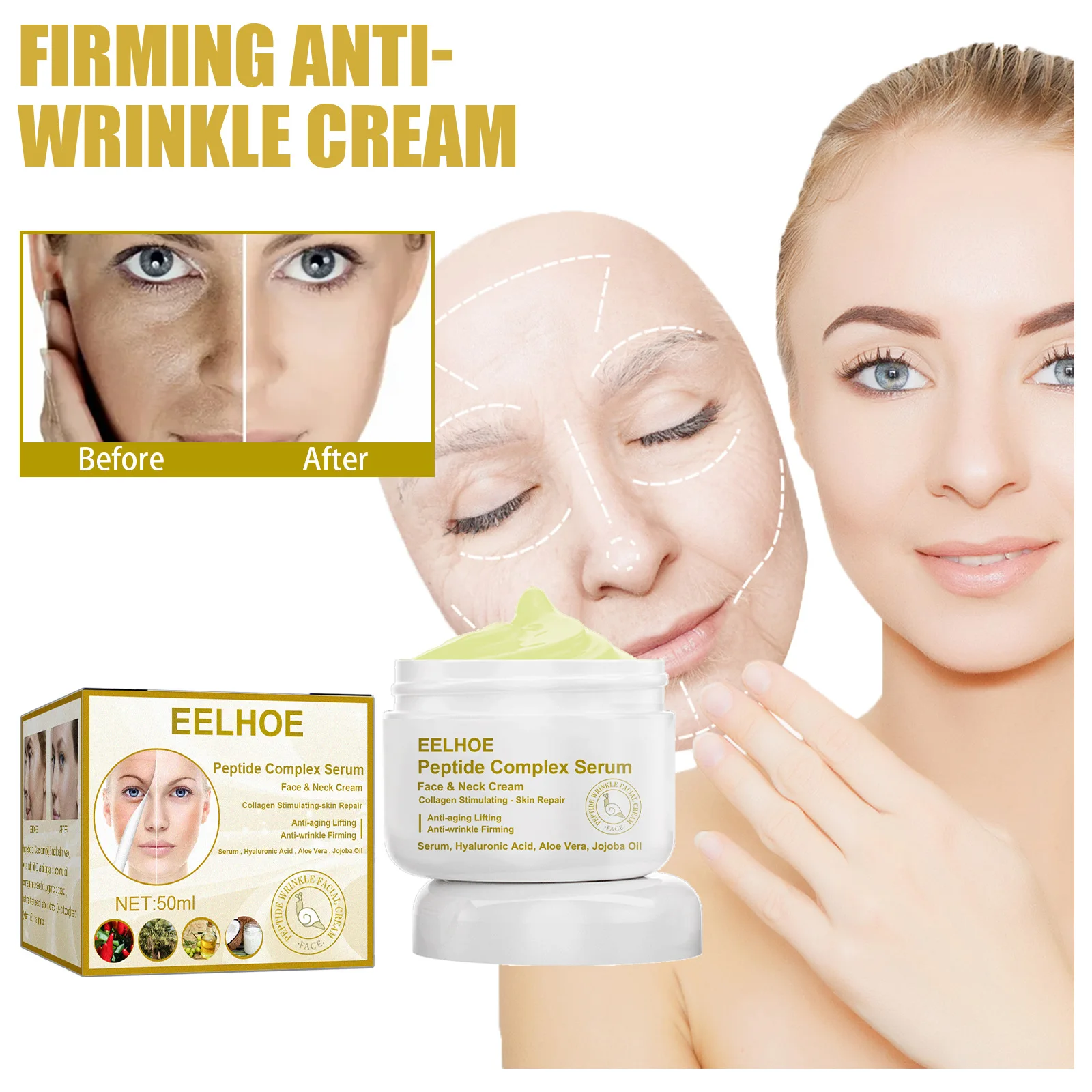 

Collagen Anti-Aging Whitening Moisturizing Products Fades Fine Lines Brighten Care Wrinkle Remover Face Cream Lifting Firming