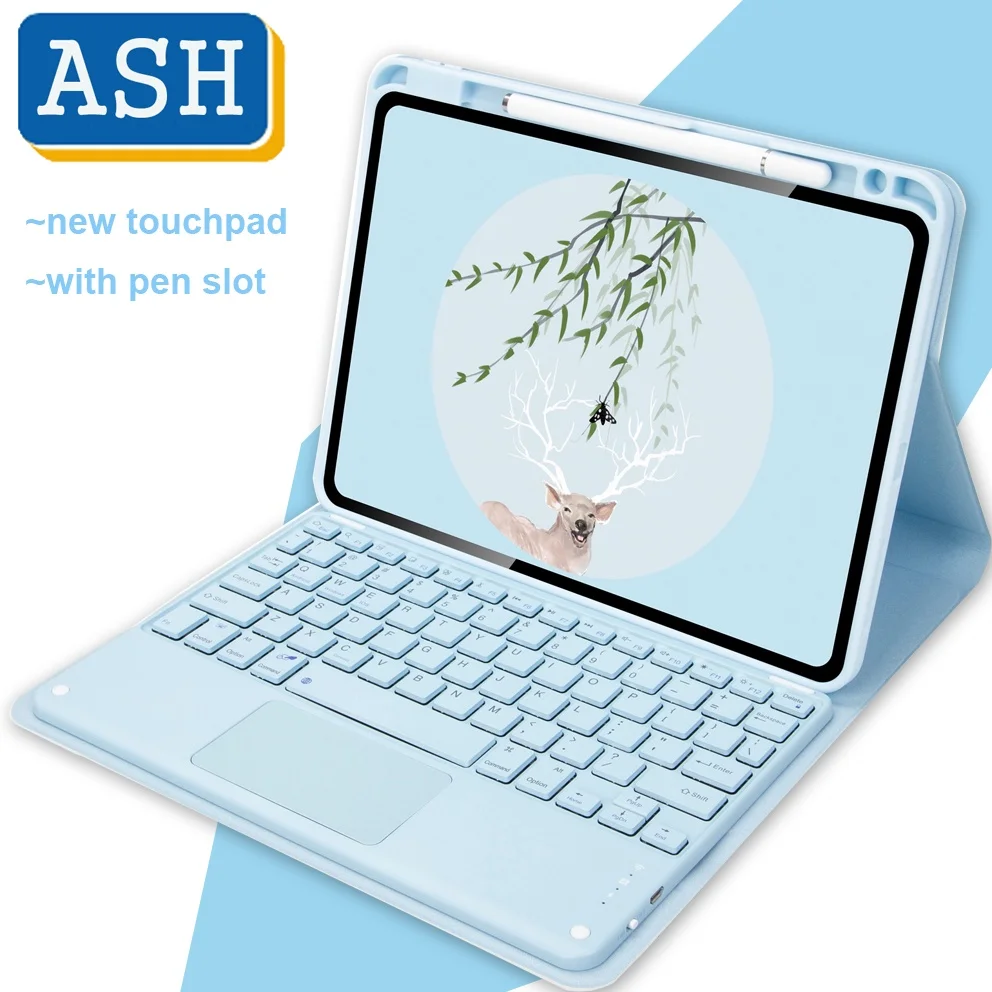 

ASH Touchpad Wireless Keyboard Case For Huawei Matepad 11 2021 Matepad 10.4 Pro 10.8 M6 T10S T10 Flip PU Leather With Pencil
