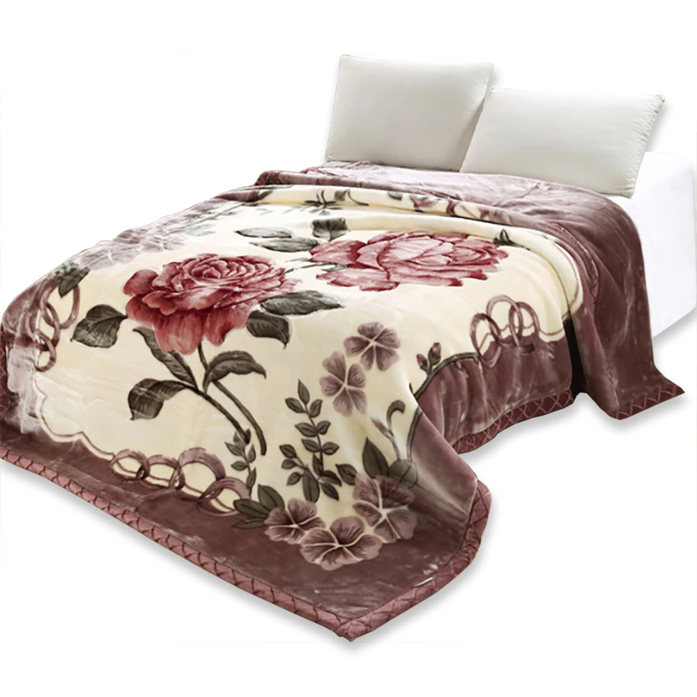 

2 Ply Reversible King Size Heavy Plush Mink Blanket 20KG-4KG Soft and Warm Thick Printed Blanket Winter Autumn