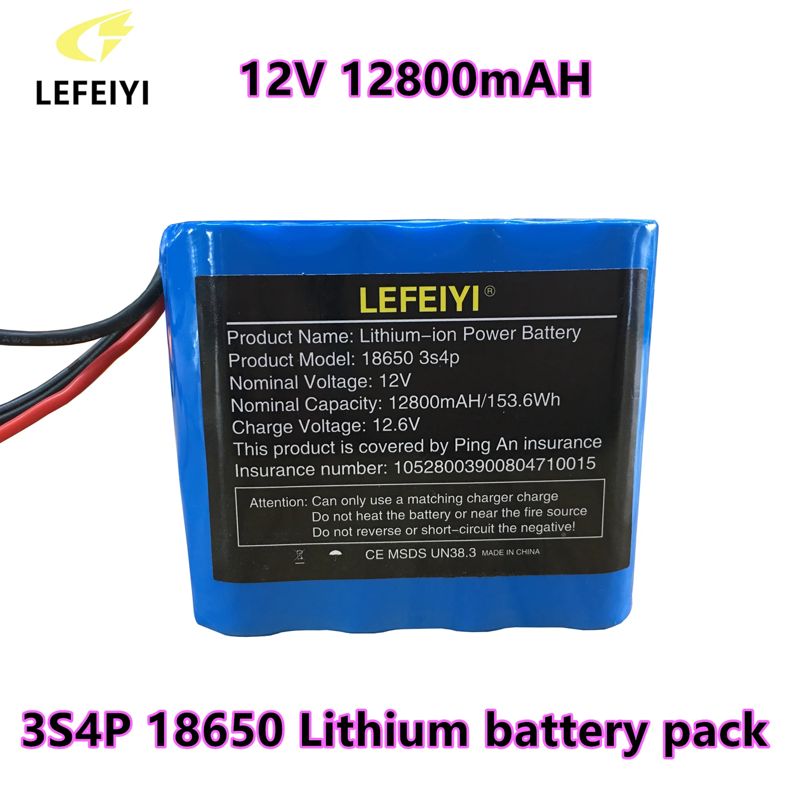 

3S4P 12V 12.8Ah High Capacity 18650 Lithium ion Battery 100% 12V 12800mAH Battery Suitable for Electrical Equipment+Charger