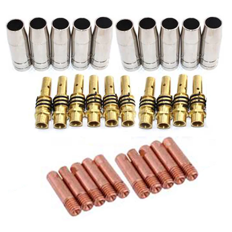 

30Pcs 15AK Torch Machine Consumables MIG Torch Gas Nozzle Tips Holder For MIG Welding Machine 1.2Mm