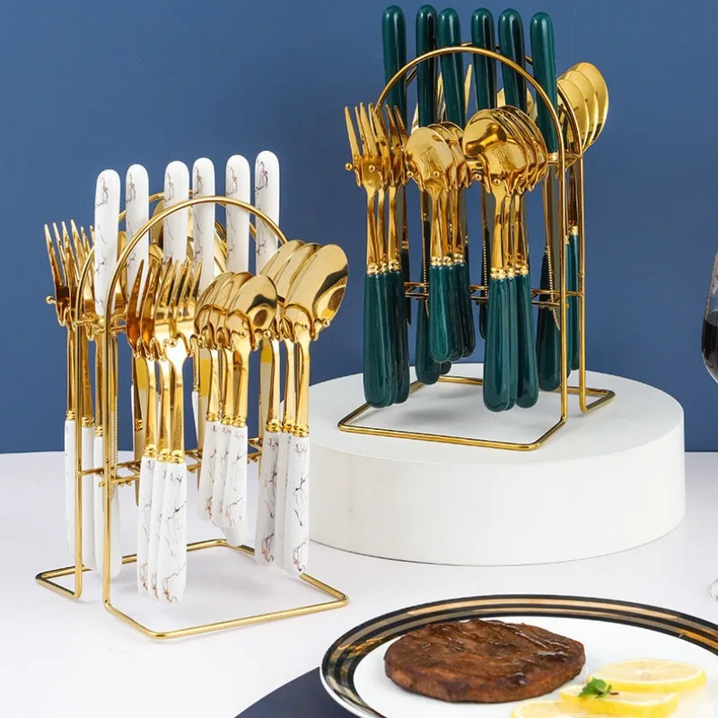 

Высококачественный семейный роскошный подарочный набор из 4 предметов, керамический нож из нержавеющей стали, вилка, ложка, нож для стейка, столовые приборы в западном стиле, посуда для дома