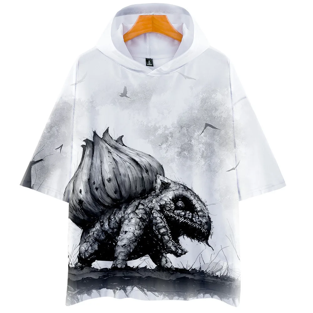 

Pokemon Japanese Anime Pikachu Jeni Turtle Cool 3D Hooded Short Sleeve Children Adult T-Shirt Halloween Birthday Party Gift