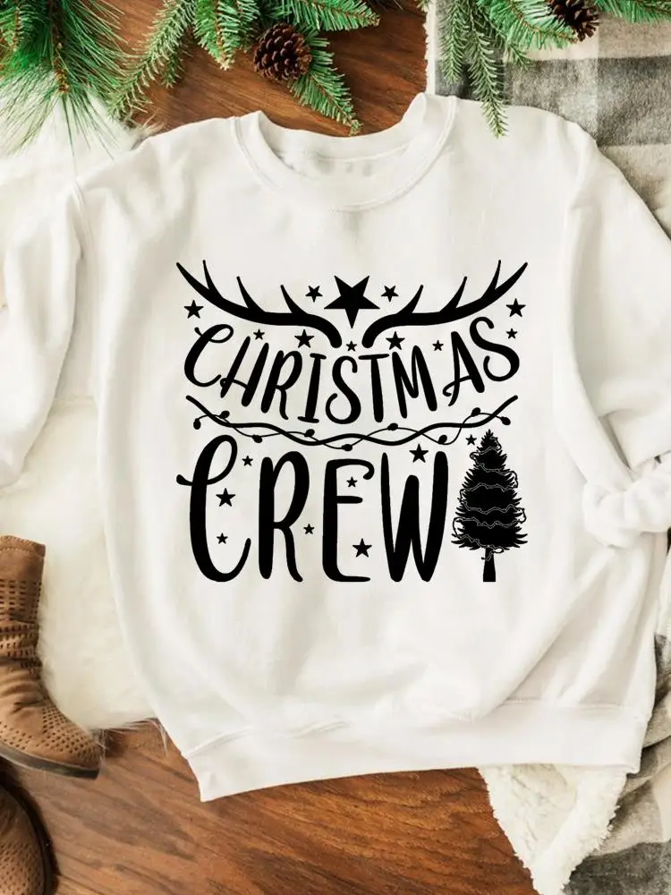 

Sweatshirts Print Fashion Happy Holiday Merry Christmas Women Tree Letter Lovely Style Wear Graphic Pullovers New Year Clothing