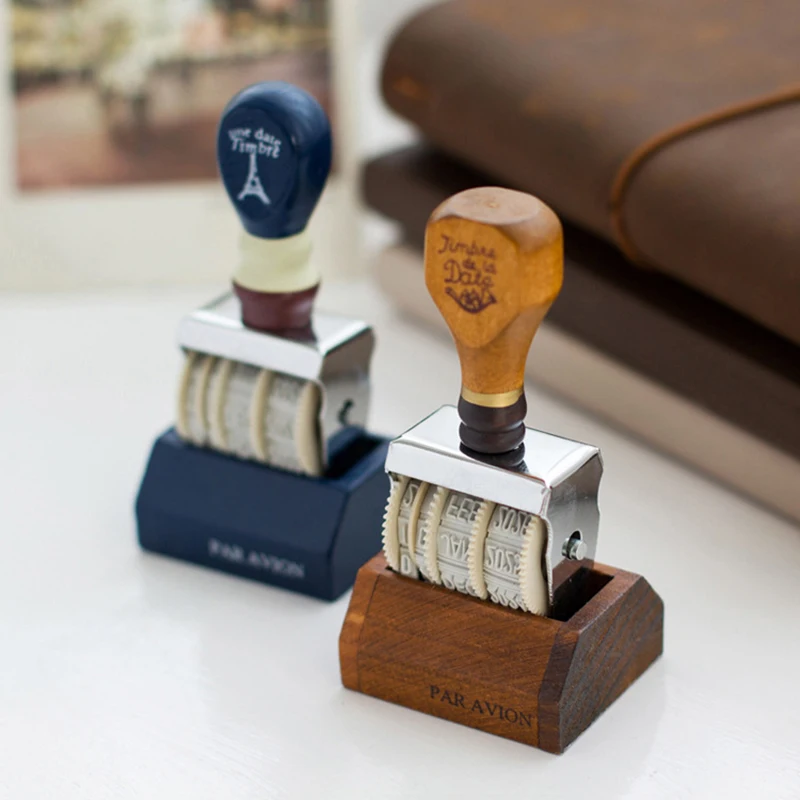 

Vintage Date Roller Stamp Kawaii Hand Account Journal Stamp Wooden Stamp DIY Scrapbooking Diary Planner Korean Stationery Office