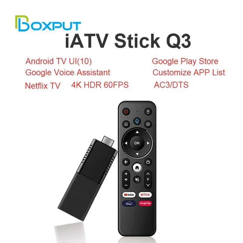 

IATV Stick Q3 HDR Smart TV Stick Android TV 10 Allwinner H313 4K ATV HDR портативный приставка для телевизора 2,4G/5G WIFI BT5.0 OTG VS X96S TX3