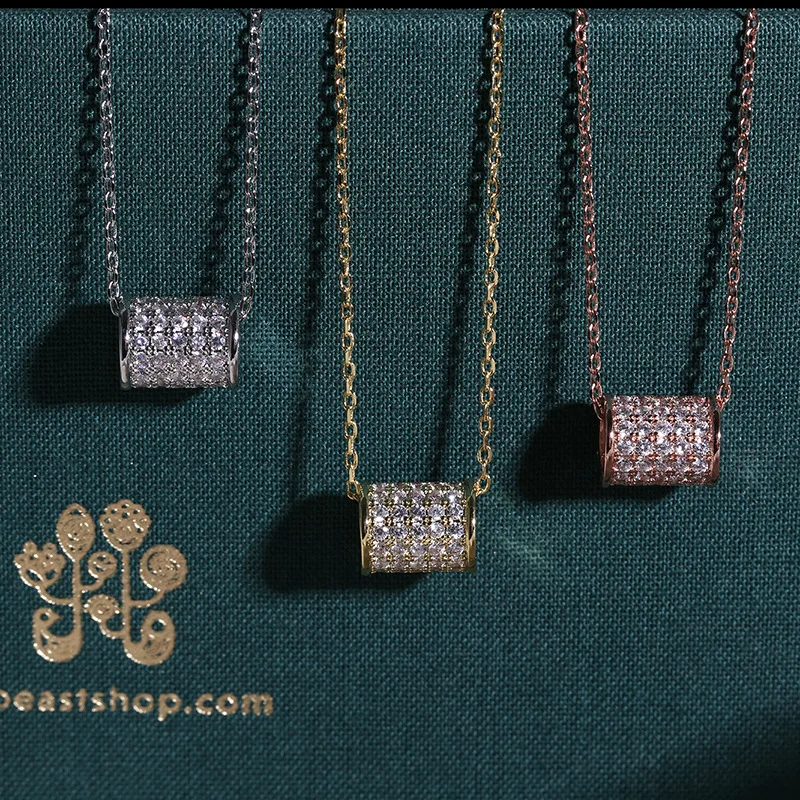 

Exquisite Cylinder Pendant Necklace Full Zircon Choker Chain Necklace for Women Jewelry Gifts