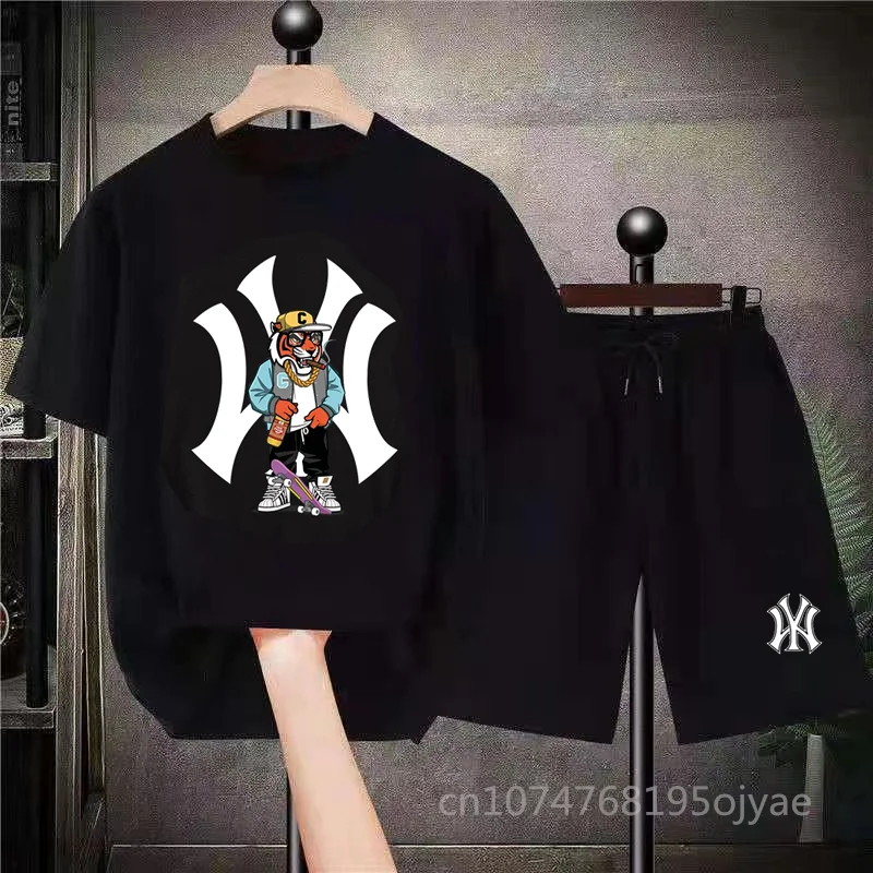 Summer Cotton Men Shorts T Shirt Sets Brand T-Shirt Bear Print 2 Piece Suits Luxury Women's Tracksuit Free Shipping 2023 Clothes