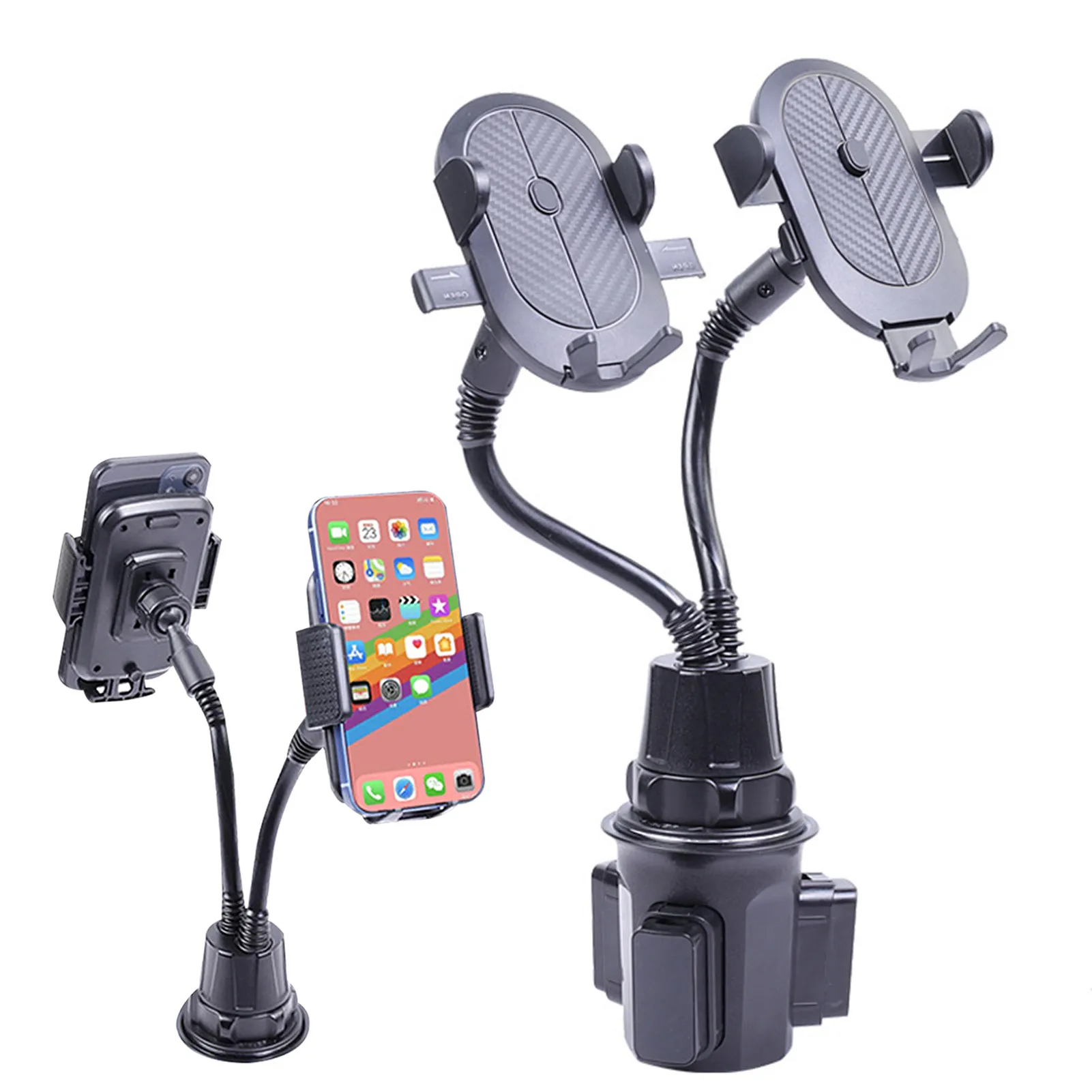 

Cup Holder Phone Holder Stable Dual Phone Mount Holder For Car Rotatable Car Cup Holder Phone Mount Bracket 360 Gooseneck Cup