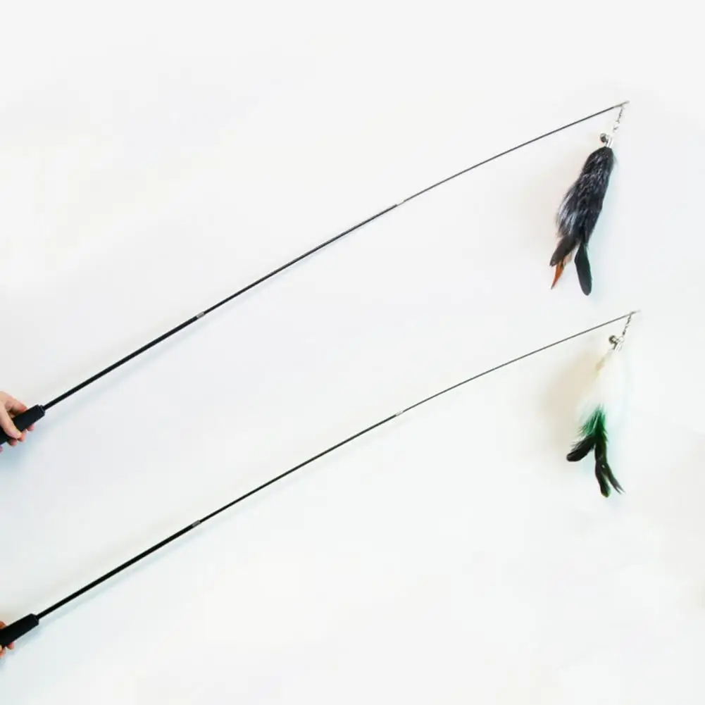 

Attractive Cat Teaser Rod High Elasticity Bell Design Long Pole Fox Fur Teaser Stick Bite-resistant Cat Teaser Cat Supplies