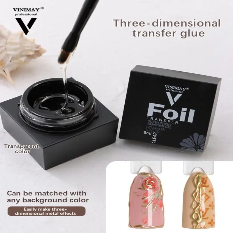 

Черно-белая Фольга для ногтей Claer 8 мл, клейкий клей, стикер звездного неба, переводной клей, экологичные растения, аксессуары для ногтей