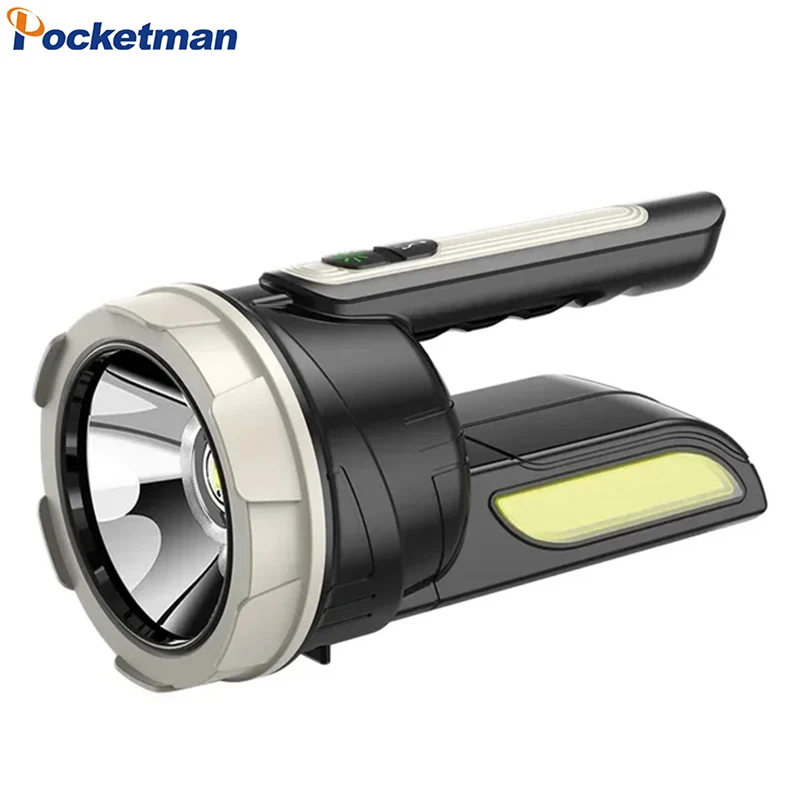

Supe Bright Handled LED Flashlight USB Rechargeable Work Light Waterproof Searchlight Powerful Torch Emergency Lantern