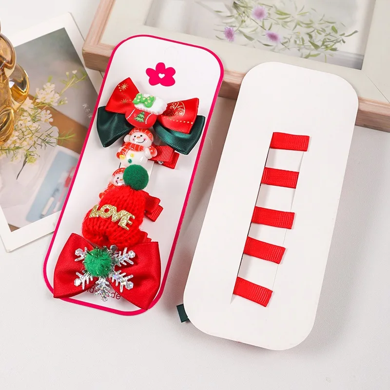 5 шт. милый олень старик рождественская елка мультяшные открытки для волос