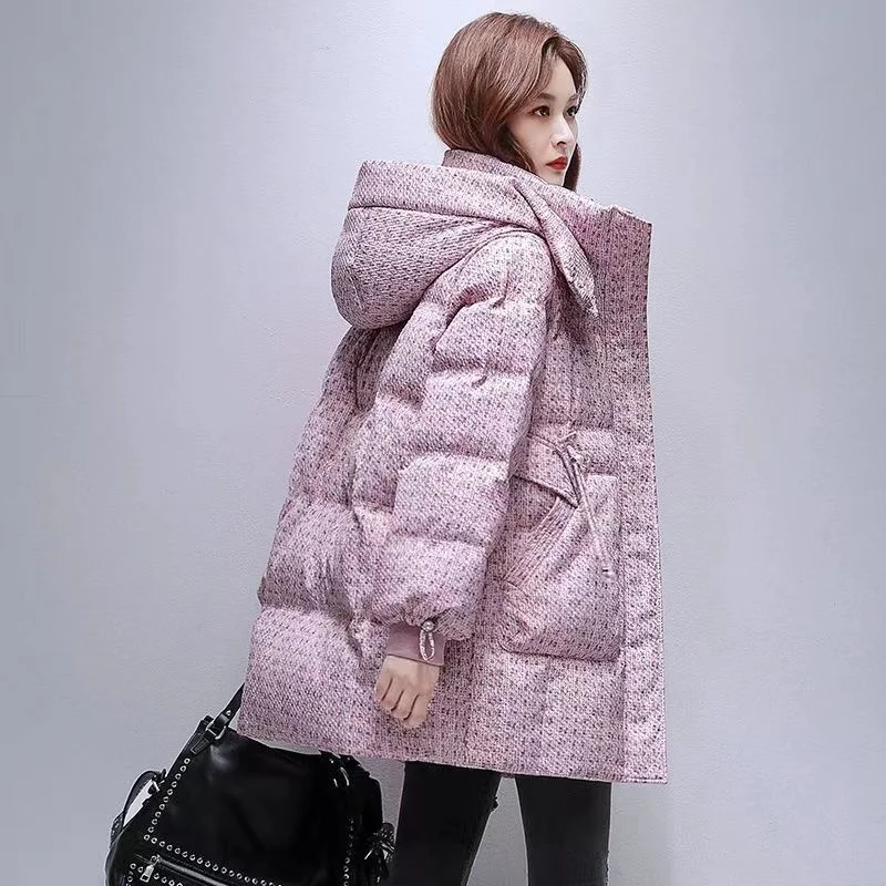 Cotton Padded Jacket Women Long 2022 New Winter Korean Fashion Warm Loose Thickened  Hooded Coat Bread Casual Coats Outerwear