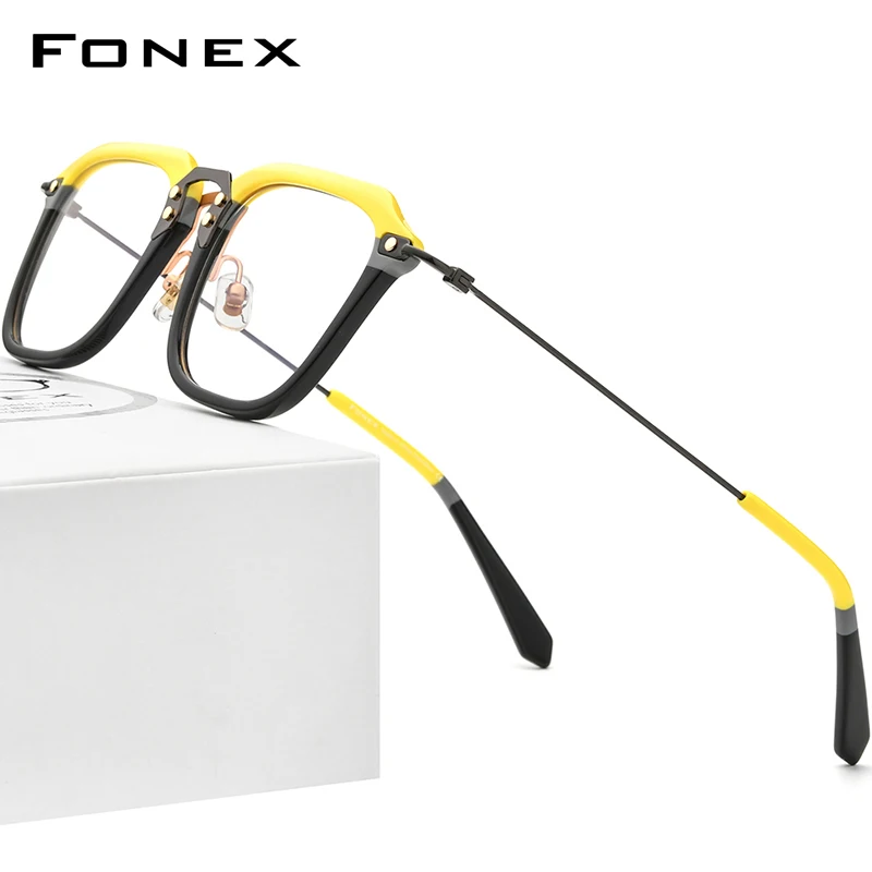 FONEX Оправа для очков Мужская/женская оверсайз из ацетатного титана