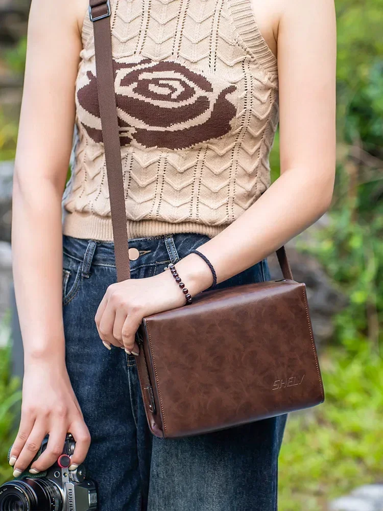 Винтажная сумка ручной работы из натуральной кожи для фотоаппарата Fuji canon Nikon Sony