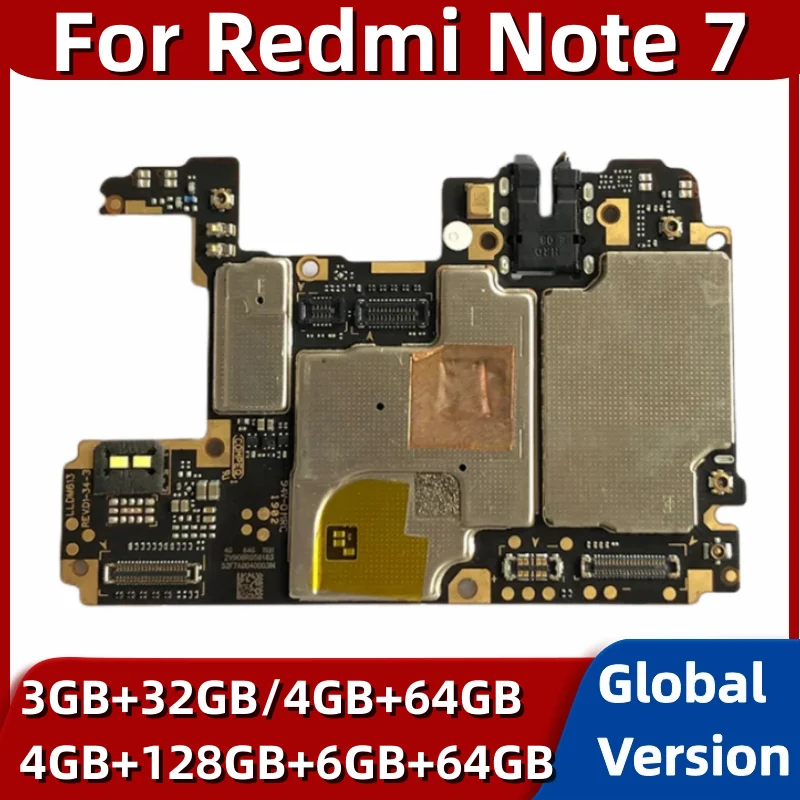 

32GB 64GB 128GB Global ROM Mainboard For Xiaomi Redmi Note 7 Note7 Motherboard With Google APP Installed Fully Tested Main Board