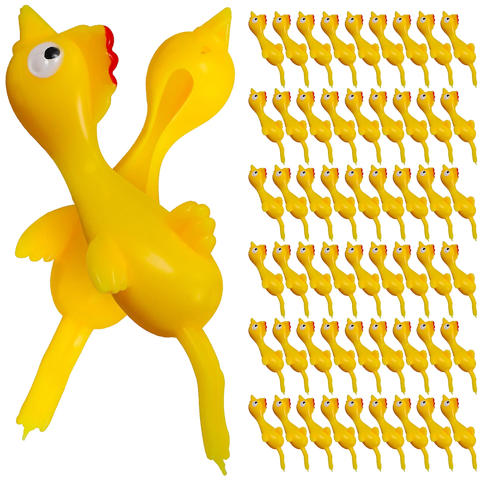 

60 Pcs Flick Chickens Rubber Stretchy Flying Chickens Fingers Stretchy Chicks