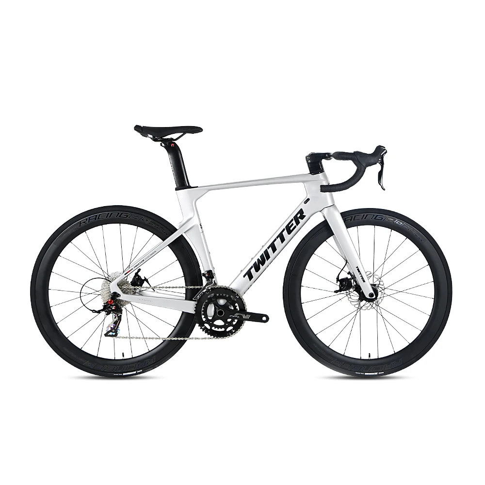 

TWITTER road bycicle R10 2*12S полностью скрытый внутренний кабель с карбоновыми колесами 700C дисковый тормоз углеродное волокно дорожный велосипед грав...
