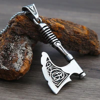 vintage viking odin celtics necklace pendant punk nordic stainless steel viking axe pendant boy men fashion hip hop jewelry gift