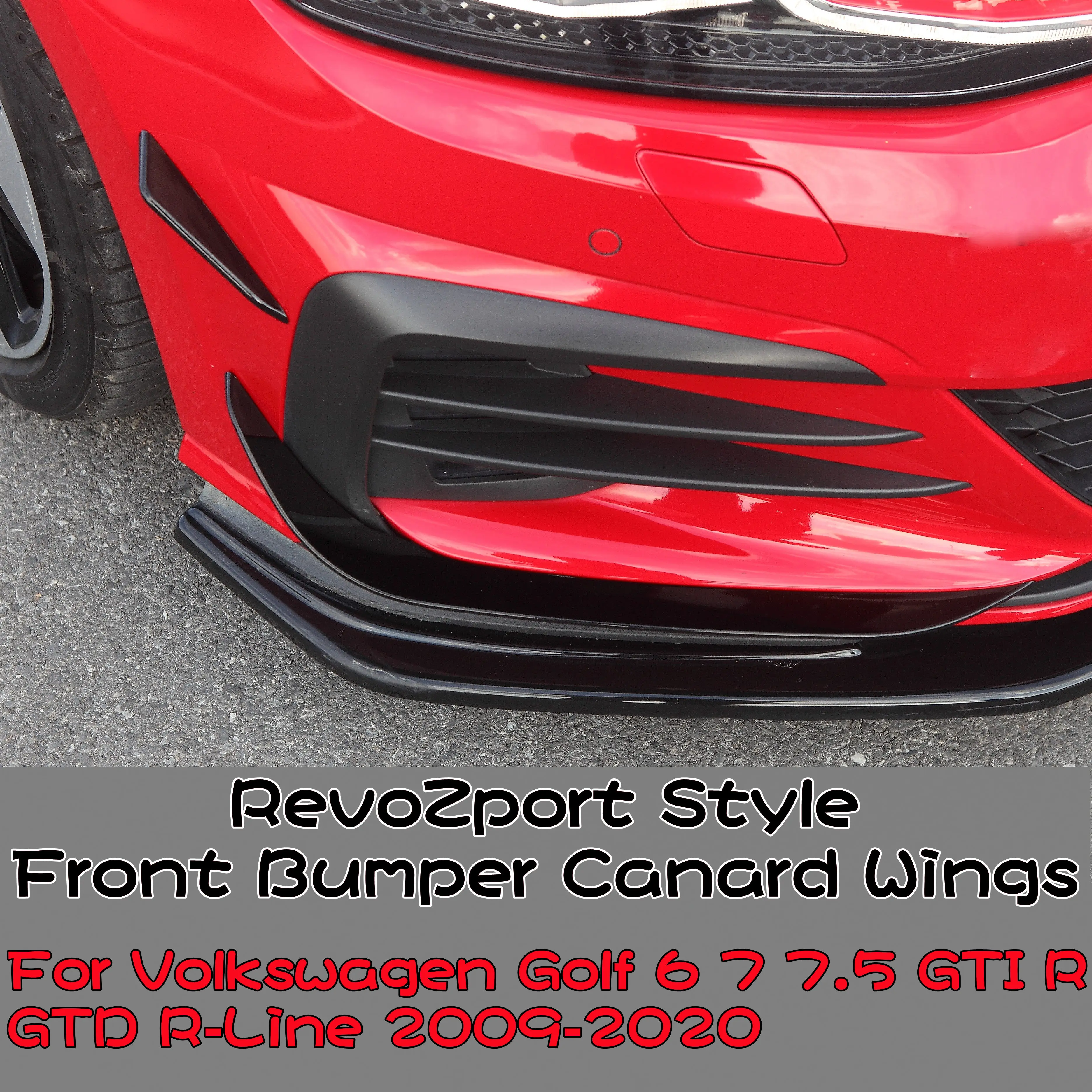 Глянцевый черный RevoZport Стиль передний бампер Aero Kit Canard Wings для Volkswagen Golf 6 7 7,5 GTI GTD R-Line 2009-2020 Глянцевый черный RevoZport Стиль передний бампер Aero Kit Canard Wings для Volkswagen Golf 6 7 7,5 GTI GTD R-Line 2009-2020