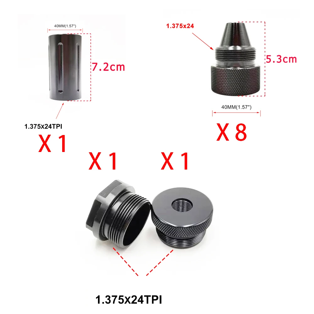 

Алюминиевая 1,375x24 Мерцающая наконечник, конусная трубка 1/2x28 5/8x24 для модульной очистки масла 10 дюймов 1,57 OD