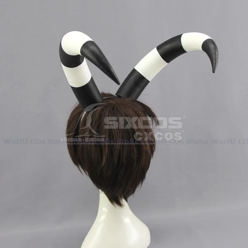 Аниме Helluva Cosplay Boss Blitzo Косплей рожки Prop 22 см чёрные белые согнутые для женщин и