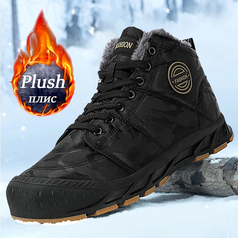 

Winter Men Boots Hight Quality Warm Army Boot Men's Waterproof Snow Boots Non-slip Leather Ankle Boot Men Shoes