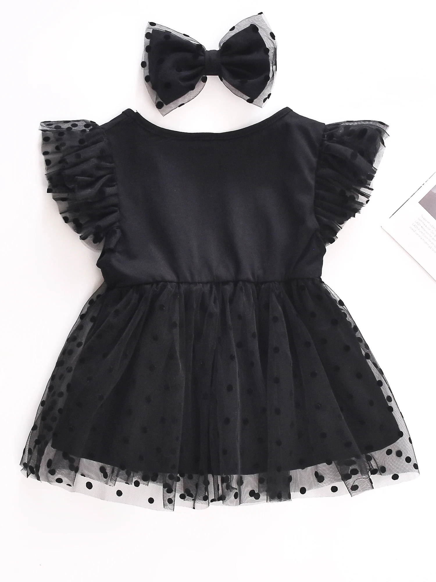 

Летнее платье для девочек, комплект из двух предметов в горошек, стиль принцессы