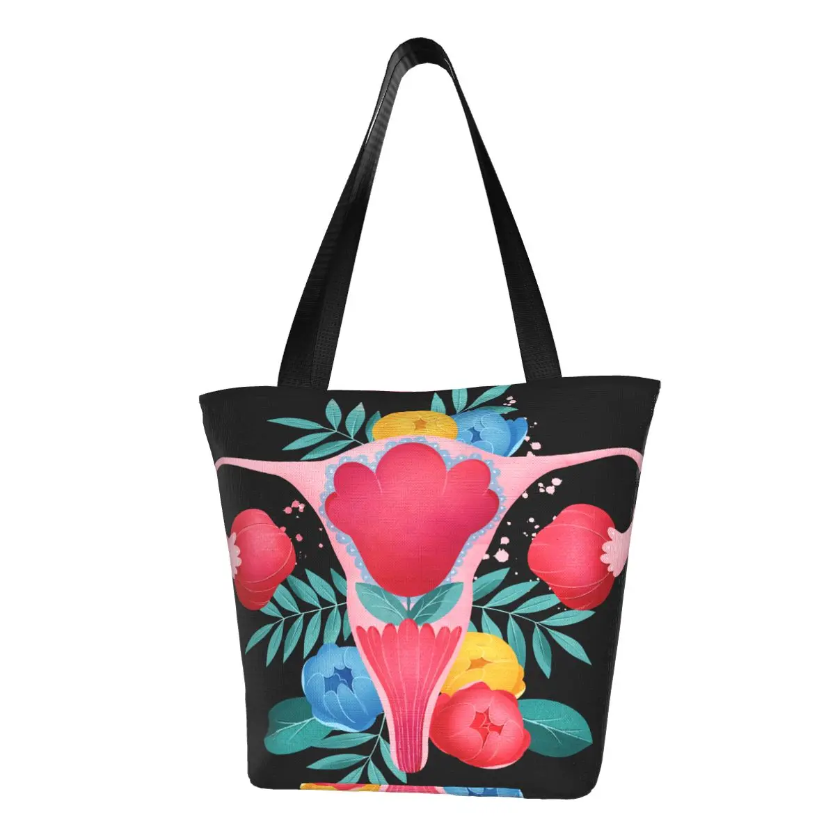 

Женская сумка через плечо с цветочным рисунком, повседневная сумка для покупок в репродуктивной системе, сумка-тоут для учебников для девуш...