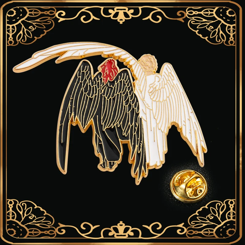 Мультяшный аниме Good Omens неэффективный муж ангел и демон жесткая эмалированная