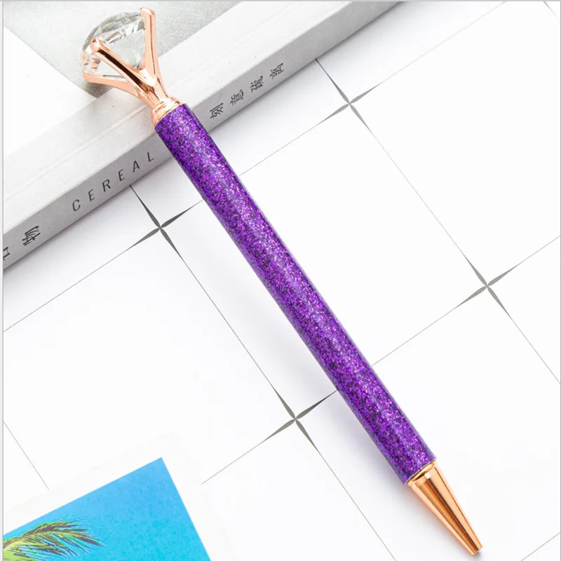 50Pcs Creative Gold Powder Diamond Ballpoint Pens Metal Pen Advertising Gift Pen Custom Logo School Office Stationery Wholesale