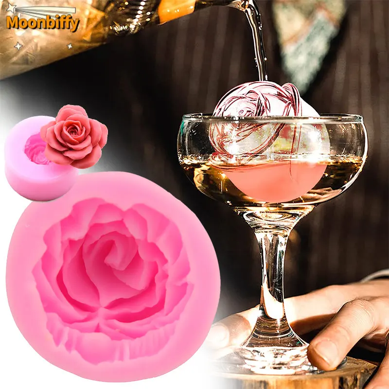 Ice Maker Mold 3D Rose Flower Style Box Silicone DIY Vivid I