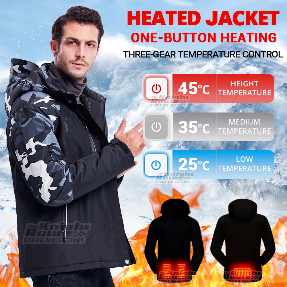 

Зимняя куртка с подогревом для 3 областей, ветровка, верхняя одежда, теплый жилет с USB-подогревом, мужская и женская одежда, Походное пальто, т...